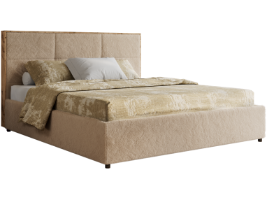 Łóżko tapicerowane LERIO CLASSIC 200x200 - materac piankowy - beżowy, plusz