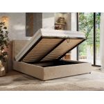 Łóżko tapicerowane LERIO CLASSIC 200x200 - materac multipocket - beżowy, plusz