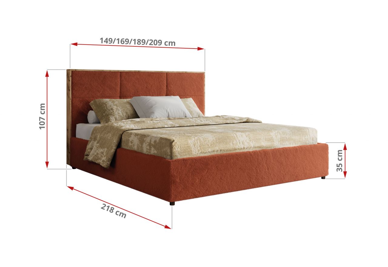 Łóżko tapicerowane LERIO CLASSIC 160x200 - pomarańczowy, plusz