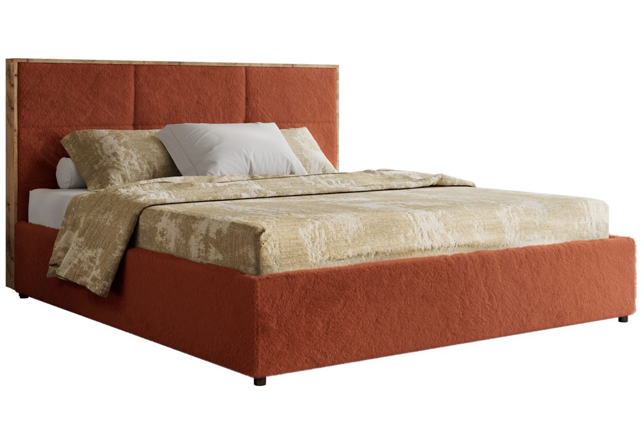 Łóżko tapicerowane LERIO CLASSIC 200x200 - pomarańczowy, plusz