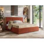 Łóżko tapicerowane LERIO CLASSIC 180x200 - materac pocket - pomarańczowy, plusz