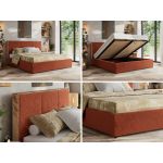 Łóżko tapicerowane LERIO CLASSIC 140x200 - materac multipocket - pomarańczowy, plusz