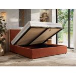 Łóżko tapicerowane LERIO CLASSIC 200x200 - materac multipocket - pomarańczowy, plusz