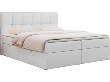 Łóżko kontynentalne RICO 180x200 - Soft 17 - biała ekoskóra - OUTLET
