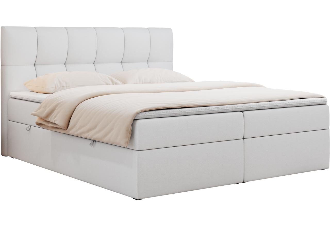 Łóżko kontynentalne RICO 180x200 - Soft 17 - biała ekoskóra - OUTLET