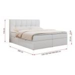 Łóżko kontynentalne RICO 180x200 - Soft 17 - biała ekoskóra - OUTLET