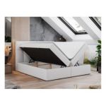 Łóżko kontynentalne RICO 180x200 - Soft 17 - biała ekoskóra - OUTLET