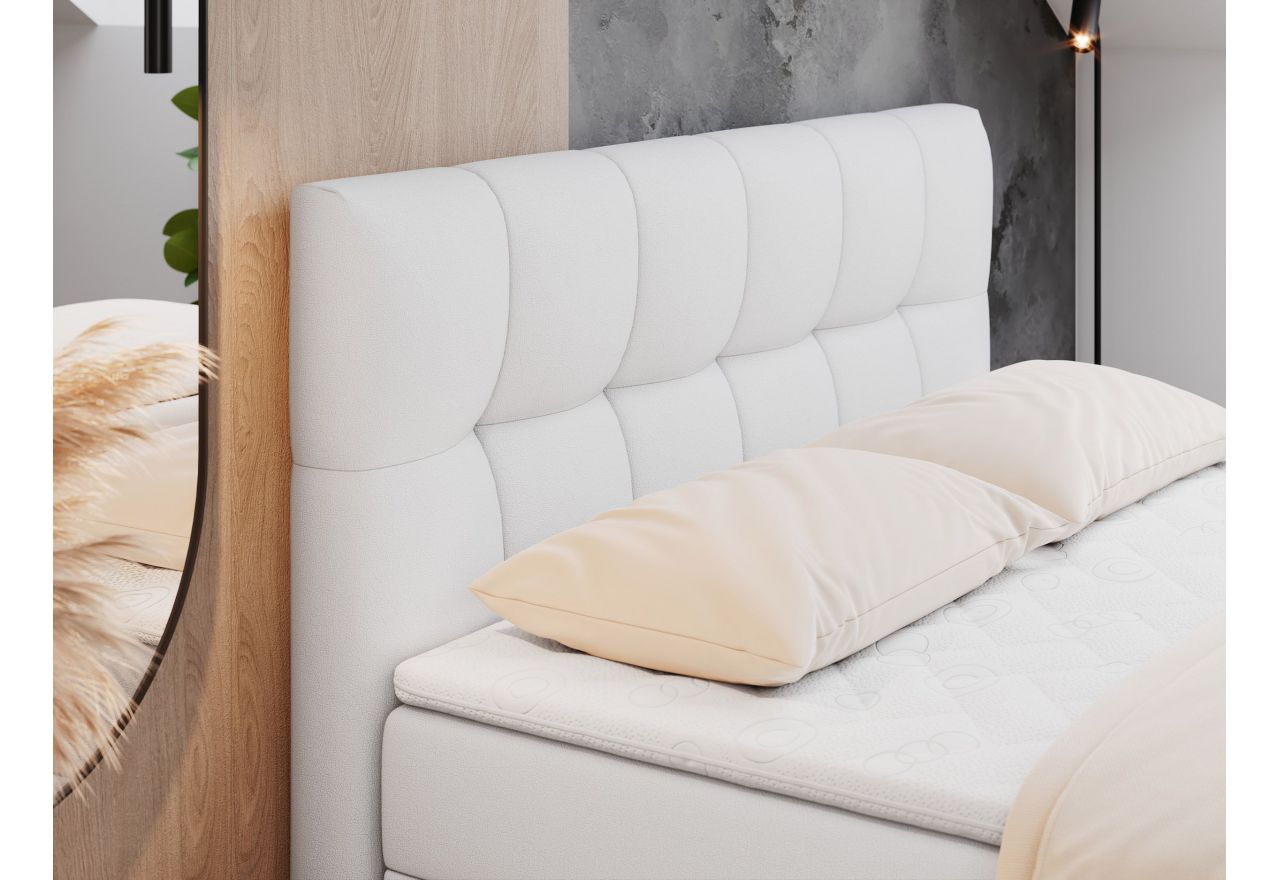 Łóżko kontynentalne RICO 180x200 - Soft 17 - biała ekoskóra - OUTLET