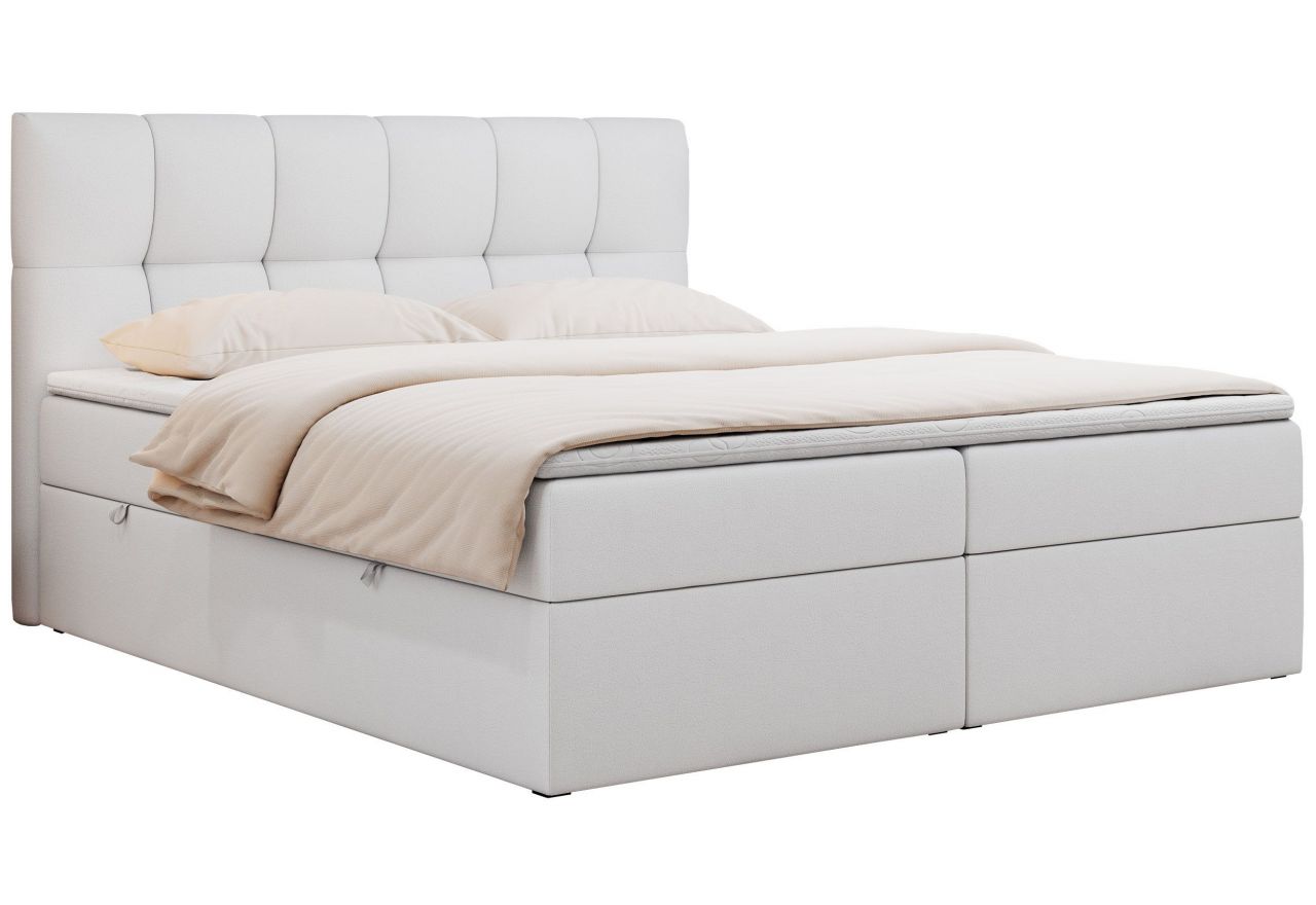 Łóżko kontynentalne RICO 180x200 - Soft 17 - biała ekoskóra - OUTLET