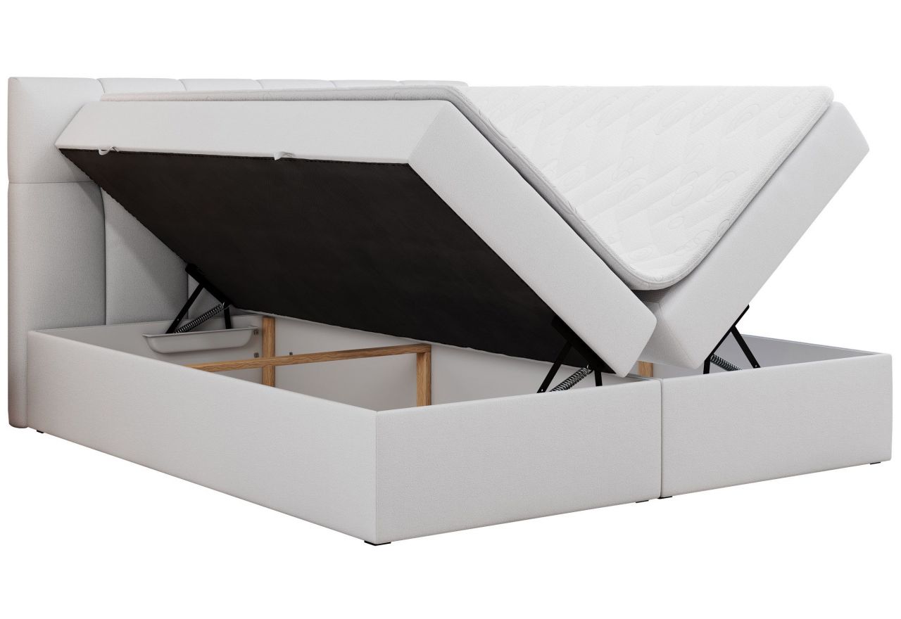 Łóżko kontynentalne RICO 180x200 - Soft 17 - biała ekoskóra - OUTLET