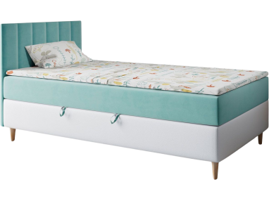 Nowoczesne pojedyncze łóżko kontynentalne z pojemnikiem do sypialni nastolatka - MAJA 1 Magic Velvet 2227 / Madryt 920