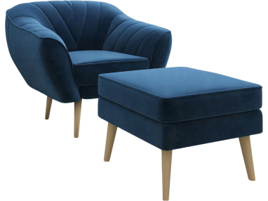 Wygodny fotel tapicerowany w skandynawskim stylu z pufą w zestawie - MIA / Monolith 25099