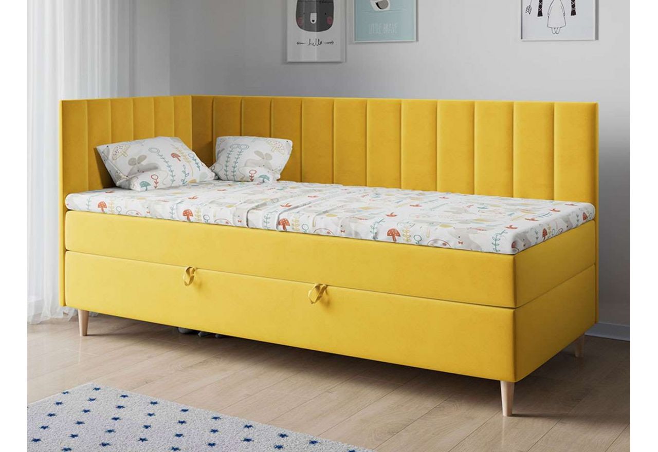Ponadczasowe, designerskie łóżko pojedyncze z opcją wyboru materaca do pokoju dziecka - MAJA 3 Magic Velvet 2228