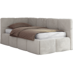 Łóżko młodzieżowe - ARVO 90x200 - jasnoszary, plusz - strona lewa