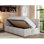 Łóżko młodzieżowe - ARVO 90x200 - jasnoszary, plusz - strona lewa