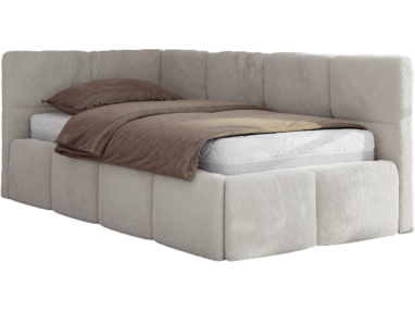 Łóżko młodzieżowe - ARVO 90x200 - materac multipocket - jasnoszary, plusz - strona lewa