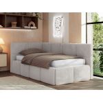 Łóżko młodzieżowe - ARVO 90x200 - materac pocket - jasnoszary, plusz - strona lewa