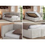 Łóżko młodzieżowe - ARVO 90x200 - materac pocket - jasnoszary, plusz - strona lewa