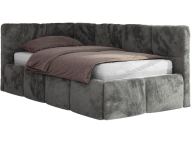 Łóżko młodzieżowe - ARVO 90x200 - ciemnoszary, plusz - strona lewa