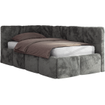 Łóżko młodzieżowe - ARVO 90x200 - materac pocket - ciemnoszary, plusz - strona lewa