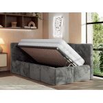 Łóżko młodzieżowe - ARVO 90x200 - materac pocket - ciemnoszary, plusz - strona lewa