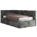 Łóżko młodzieżowe - ARVO 90x200 - materac piankowy - ciemnoszary, plusz - strona lewa