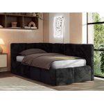 Łóżko młodzieżowe - ARVO 90x200 - materac multipocket - czarny, plusz - strona lewa