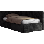 Łóżko młodzieżowe - ARVO 90x200 - materac multipocket - czarny, plusz - strona lewa