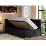 Łóżko młodzieżowe - ARVO 90x200 - materac multipocket - czarny, plusz - strona lewa