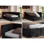 Łóżko młodzieżowe - ARVO 90x200 - materac multipocket - czarny, plusz - strona lewa