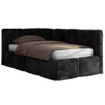 Łóżko młodzieżowe - ARVO 90x200 - materac multipocket - czarny, plusz - strona lewa