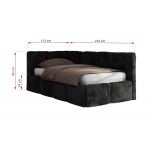 Łóżko młodzieżowe - ARVO 90x200 - materac multipocket - czarny, plusz - strona lewa