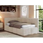 Łóżko młodzieżowe - ARVO 90x200 - materac multipocket - kremowy, plusz - strona lewa