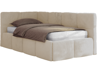 Łóżko młodzieżowe - ARVO 90x200 - materac multipocket - kremowy, plusz - strona lewa