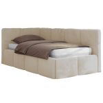 Łóżko młodzieżowe - ARVO 90x200 - materac multipocket - kremowy, plusz - strona lewa