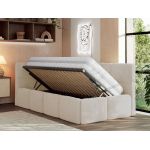 Łóżko młodzieżowe - ARVO 90x200 - materac piankowy - kremowy, plusz - strona lewa