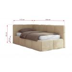 Łóżko młodzieżowe - ARVO 90x200 - materac multipocket - beżowy, plusz - strona lewa