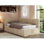 Łóżko młodzieżowe - ARVO 90x200 - materac pocket - beżowy, plusz - strona lewa