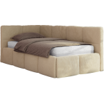 Łóżko młodzieżowe - ARVO 90x200 - materac piankowy - beżowy, plusz - strona lewa