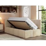 Łóżko młodzieżowe - ARVO 90x200 - materac piankowy - beżowy, plusz - strona lewa