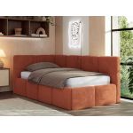 Łóżko młodzieżowe - ARVO 90x200 - materac multipocket - pomarańczowy, plusz - strona lewa