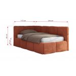 Łóżko młodzieżowe - ARVO 90x200 - materac multipocket - pomarańczowy, plusz - strona lewa