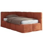 Łóżko młodzieżowe - ARVO 90x200 - materac pocket - pomarańczowy, plusz - strona lewa