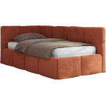 Łóżko młodzieżowe - ARVO 90x200 - materac piankowy - pomarańczowy, plusz - strona lewa