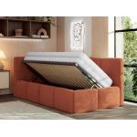 Łóżko młodzieżowe - ARVO 90x200 - materac piankowy - pomarańczowy, plusz - strona lewa