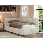 Łóżko młodzieżowe - ARVO 90x200 - materac multipocket - beżowy, welwet - strona lewa