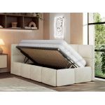 Łóżko młodzieżowe - ARVO 90x200 - materac multipocket - beżowy, welwet - strona lewa