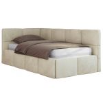 Łóżko młodzieżowe - ARVO 90x200 - materac multipocket - beżowy, welwet - strona lewa