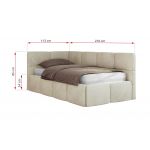 Łóżko młodzieżowe - ARVO 90x200 - materac multipocket - beżowy, welwet - strona lewa