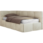 Łóżko młodzieżowe - ARVO 90x200 - materac piankowy - beżowy, welwet - strona lewa